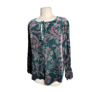 ANTHROPOLOGIE Women’s Boho Faustine Floral Velvet Peasant Top thumbnail 6