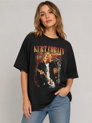 Kurt Cobain Nirvana MTV Unplugged Graphic Tshirt Black 1x thumbnail 1