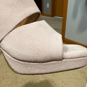 Free People Love‎ is Everywhere suede leather ivory block heel sandals 37.5 cre thumbnail 7