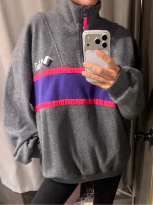Vintage 80s 90s Fahrenheit Vail Fleece Pullover in Gray Purple Large thumbnail 1