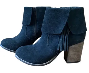 Coconuts by Matisse Black Suede Ankle Boots With Fringe thumbnail 1