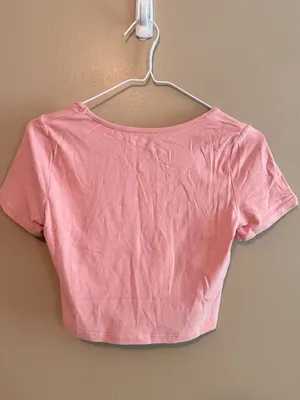 Halara Pink Crop Top With Back Tie Detail - Size M thumbnail 2