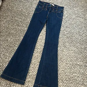 Free People Blue Denim Western Bell Bottom Flare Jean Size 24 thumbnail 2