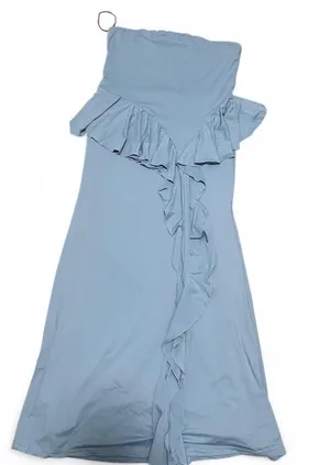 Missguided Light Blue Strapless Maxi with Ruffle Accent thumbnail 4