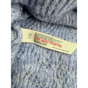 Free People C.O.Z.Y. Pointelle Knit Sweater Sz‎ XS S oversized blue thumbnail 6