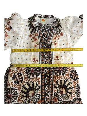 Farm Rio Flower Fan Tapestry Off-White Mini Dress Size Large. thumbnail 15