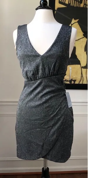 Max & Ash Dress Black Silver Glitter NWT M L thumbnail 1