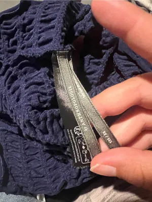 Anthropologie navy ruched crinkly top xs/xxs thumbnail 5