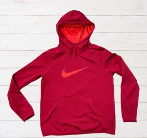 Nike Therma Dri-FIT Hoodie Red Training Pullover Thumb Holes Athletic M thumbnail 1