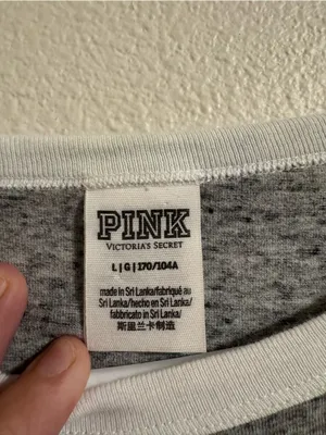 PINK Victoria's Secret Grey Tee with White Trim thumbnail 2