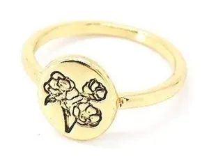 Minimalist Flower Engraved Ring Gold thumbnail 1
