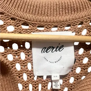 Aerie NWOT Open Knit Polo Sweater in Beach Dune‎ Size Smalll thumbnail 7