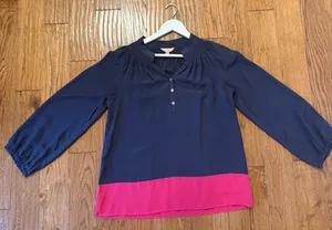 Lilly Pulitzer 100% silk colorblock Elsa blouse size small thumbnail 6