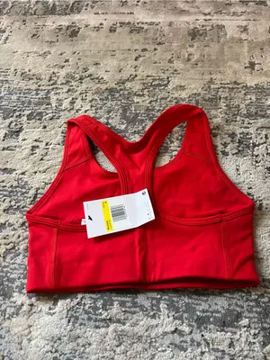 NWT Nike Red Medium Support Non Padded Swoosh 2.0 Sports Bra Size Small thumbnail 3