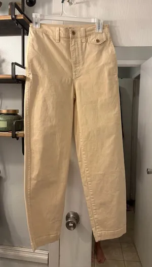 Madewell Beige High-Rise Straight Leg Pants thumbnail 1