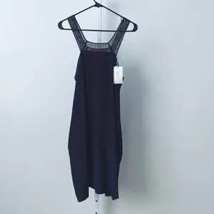 Geren Ford Silk Office Siren Dainty Ethereal Crochet Strap Shift Dress XS Black thumbnail 7