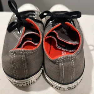 Converse Unisex Low-Top All-Star Sneakers – Gray/Black with Orange – Size 6M/8W thumbnail 3
