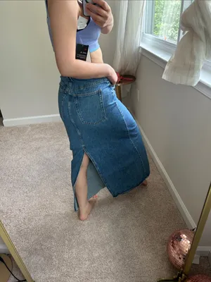 Mango long denim high waist skirt. S thumbnail 11