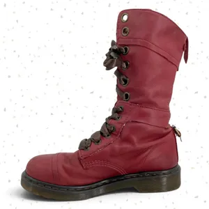 Dr. Martens Triumph Boots Red Oxblood Leather Pirate Fold Down Floral Boots US 9 thumbnail 2