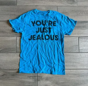 Hybrid Apparel Bright Blue Short Sleeve Tee with Bold Black Slogan thumbnail 1