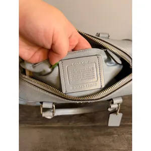 Coach Mini Bennett Satchel Metallic Light Blue Crossgrain Leather Bag thumbnail 6