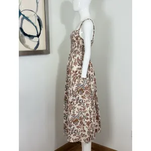 Old Navy Women’s Paisley Floral Cotton Poplin Smocked Cut-out Midi Dress Boho S thumbnail 2