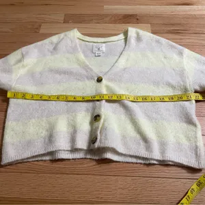 Billabong Coastal Boho Cropped Cardigan Small Beachy Purple Yellow Striped thumbnail 5