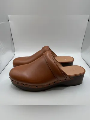 NWOB Madewell The Cecily Clog in Oiled Leather MSRP $168 size 7.5 brown thumbnail 5