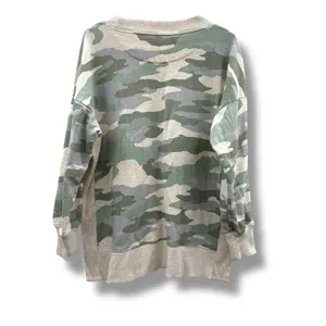 Aerie Good Vibes Oversized Gray Green Camo Print Long Sleeve Sweater Sz‎ M thumbnail 4