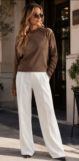 J. Crew Cotton Blend Brown Crewneck Sweater thumbnail 1
