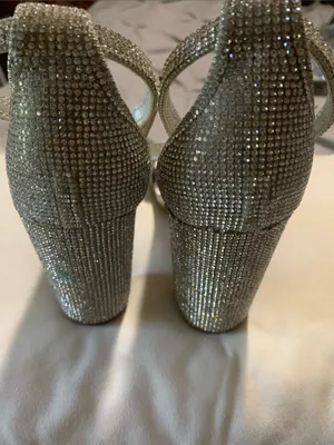 Steve Madden Silver Rhinestone Block Heel Sandals thumbnail 2