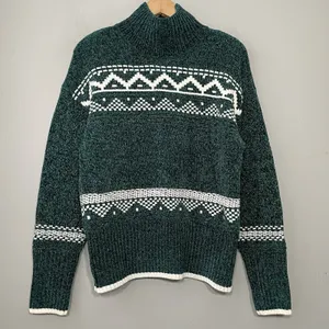 Christian Siriano Size Medium Dark Green Chenille Sweater Soft Cozy Holiday thumbnail 1
