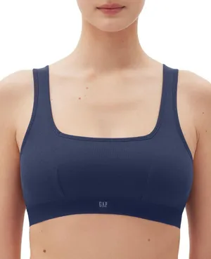 NWT Gap Body Logo Comfort Square-Neck Knit Bralette GPW01052 Elysian Blue L thumbnail 1