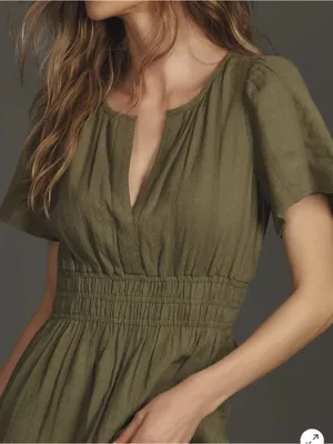 Anthropologie NWT Somerset Tiered Maxi Dress Pockets in Moss Green Size XS NEW thumbnail 3