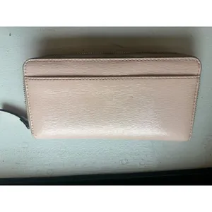 Kate Spade Bow Zip Around Wallet Blush Pink Hatched Leather Clutch Gold Tone thumbnail 5