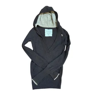 Rare Vintage Abercrombie & Fitch Brown V-Neck Hoodie Sweater Angora‎ Blend XL thumbnail 4