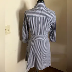 Tommy Hilfiger Women Blue Shirt Dress Pin Stripe 3/4 Sleeve Button Collar thumbnail 3