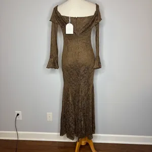 Fortunate One - Brown Here For Love Off Shoulder Mesh Maxi Dress thumbnail 5