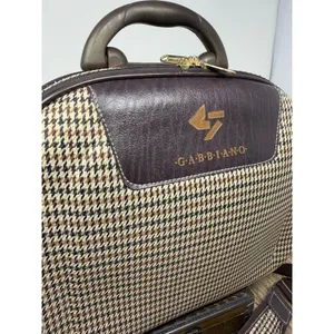 Gabbiano Houndstooth Travel Vanity Case Brown Tan Beauty Makeup Bag Mirror thumbnail 7