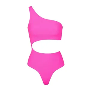 SKIMS Size 3X fits everybody one shoulder cut out bodysuit - neon pink NWT thumbnail 4