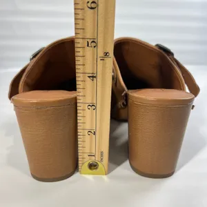 Lucky Brand Clog Heels Tan Leather Studded Braided Trim Slip-On Mule Sandals 7.5 thumbnail 8