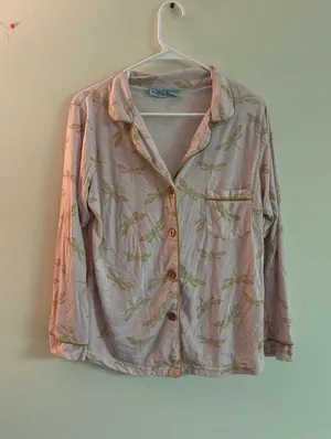 BH PJs Pink Dragonfly Pajama Top Button Front Size medium thumbnail 1