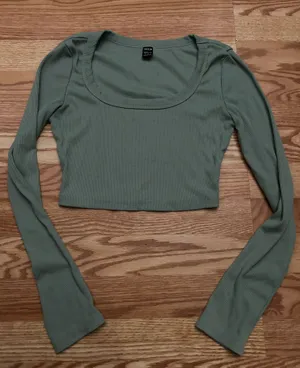 SheIn Green/grey long sleeve thumbnail 1