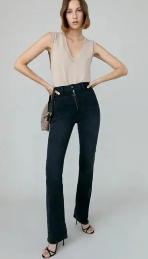 Reformation Peyton Zip Ultra High Rise Bootcut Jeans Sz. 25 thumbnail 1