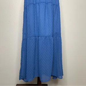 NWT Pretty Garden Blue Halter Tiered Maxi Dress, Sz Small thumbnail 5