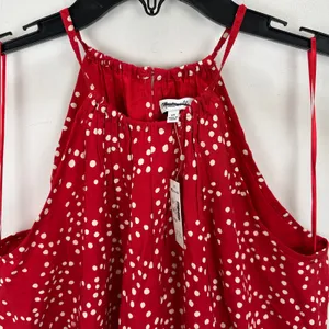 Madewell Drop Waist Mini Dress Polka Dot Trapeze Relaxed Festival Red XS NWT thumbnail 9