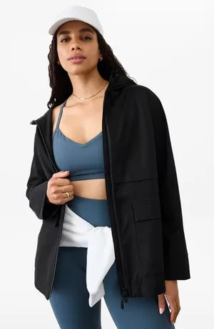 New Athleta M Utility Rain Jacket Black Medium Regular thumbnail 1