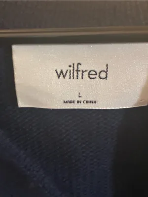 Wilfred Navy and White Striped V-Neck Polo Sweater large thumbnail 4