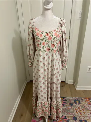 Tuckernuck Smith & Quinn Marigold Midi Cottagecore Dress New Size Medium thumbnail 4