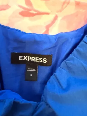 Express Flutter Sleeve Tiered Mini Dress Size S Royal Blue Cotton thumbnail 2